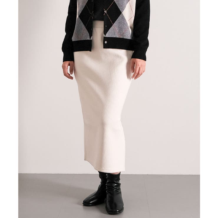 アイボリー | 裏起毛で肌寒い季節もあたたか！ リブタイトロングスカート | aquagarage