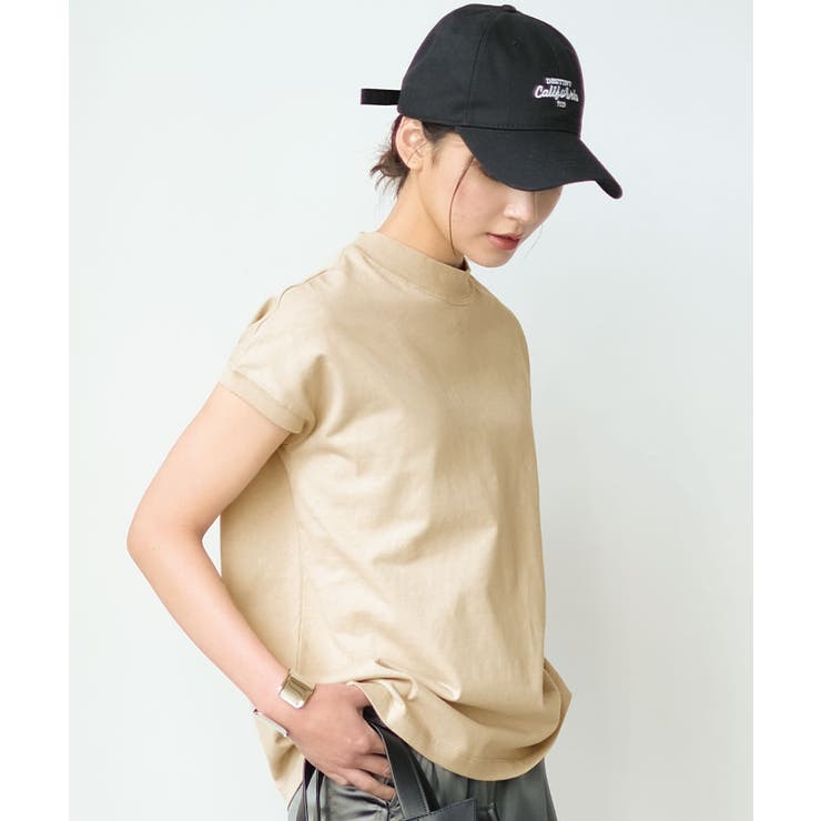 ベージュ | カジュアルなのに上品魅せ！モックネックTシャツ | aquagarage