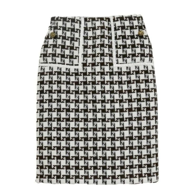 ブラウン | レトロで大人っぽい雰囲気を演出♪総柄ツイードタイトスカート | aquagarage