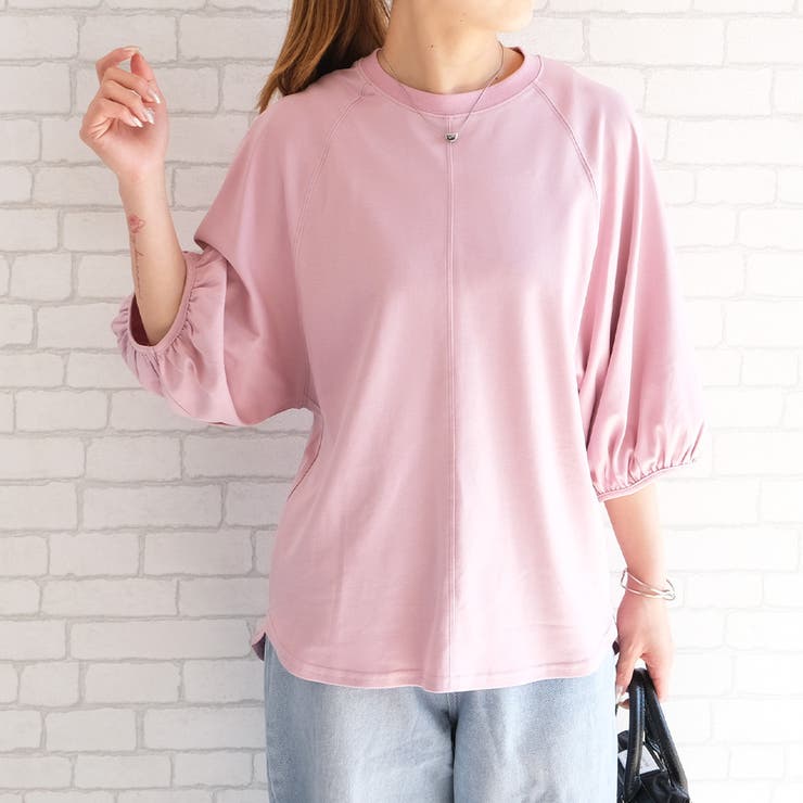 ピンク | 立体感のある袖が女性らしい抜け感を演出! ボリューム半袖Tシャツ | aquagarage