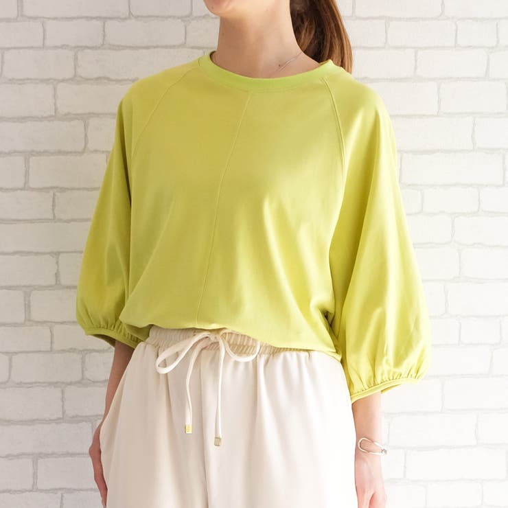 ライム | 立体感のある袖が女性らしい抜け感を演出! ボリューム半袖Tシャツ | aquagarage