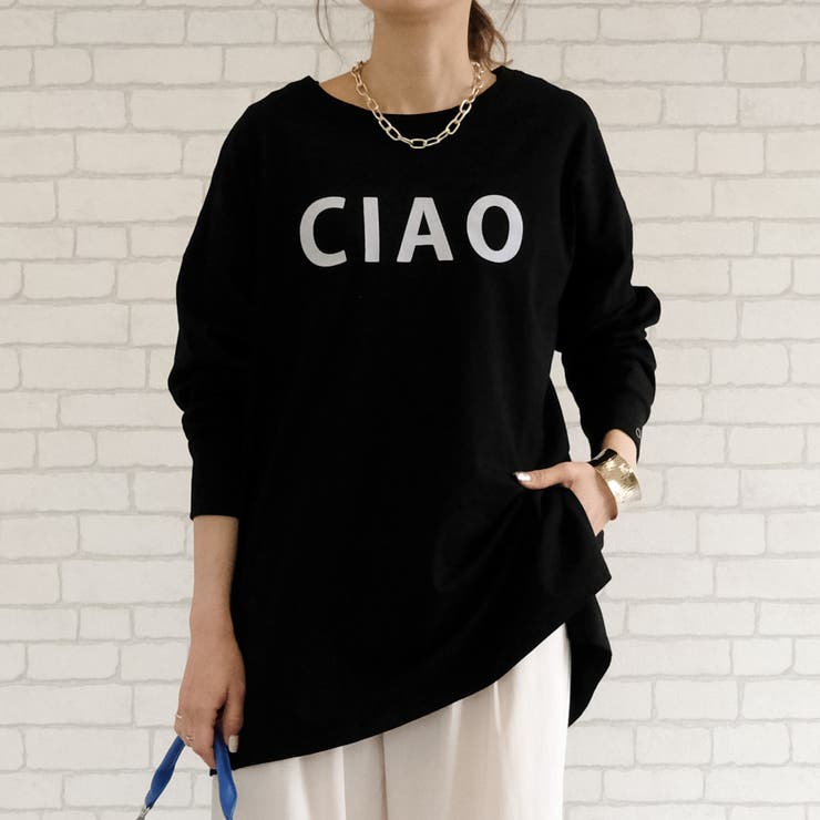 ブラック | 【新色追加】カジュアルなロゴがスタイリングのポイントになる長袖ロゴTシャツ | aquagarage