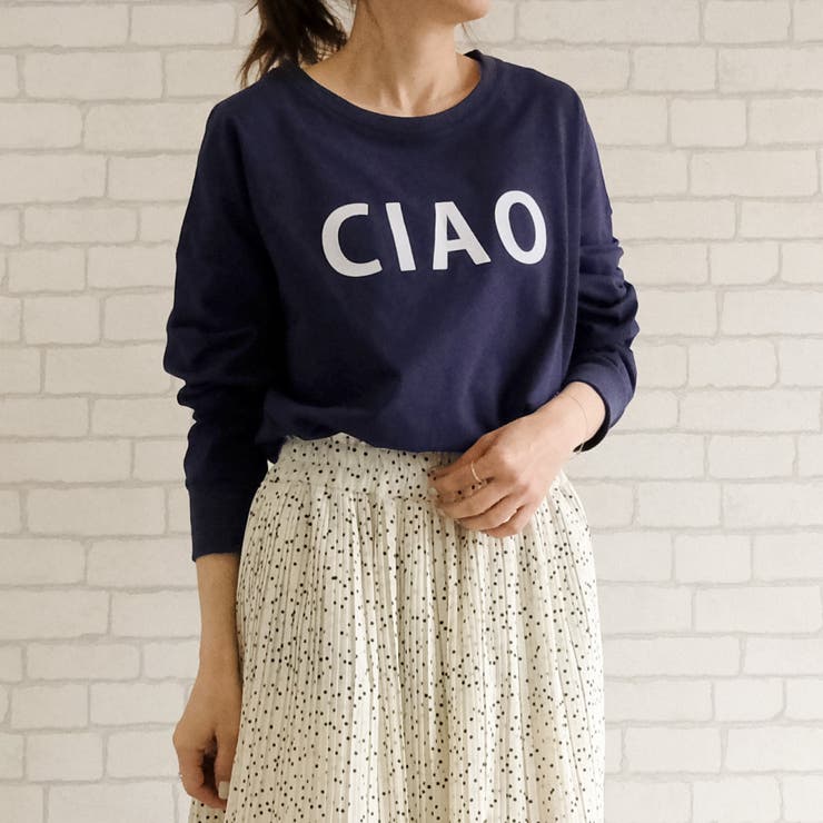 ネイビー | 【新色追加】カジュアルなロゴがスタイリングのポイントになる長袖ロゴTシャツ | aquagarage
