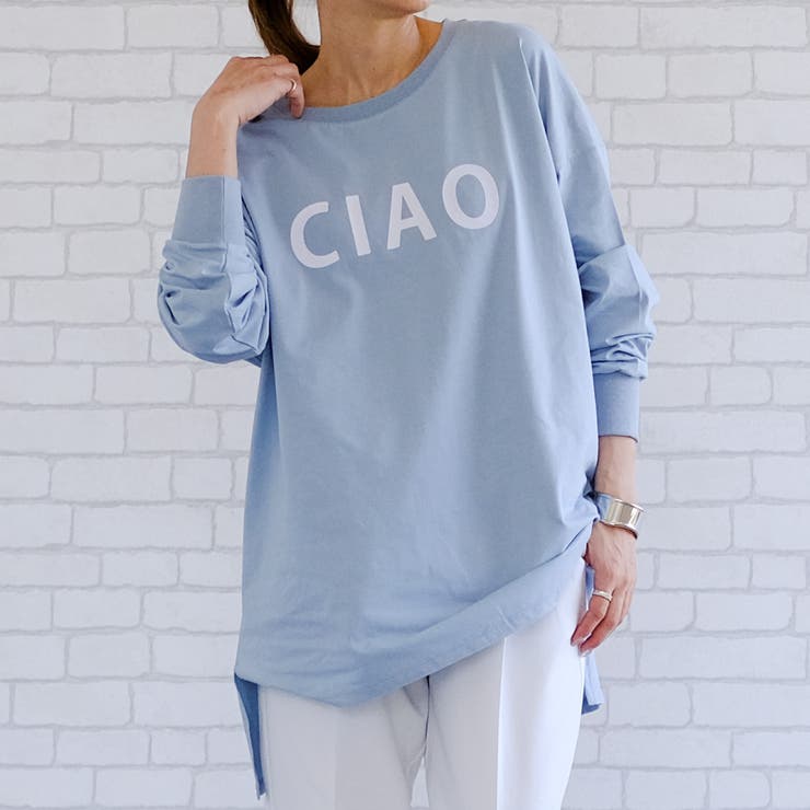 ペールブルー | 【新色追加】カジュアルなロゴがスタイリングのポイントになる長袖ロゴTシャツ | aquagarage
