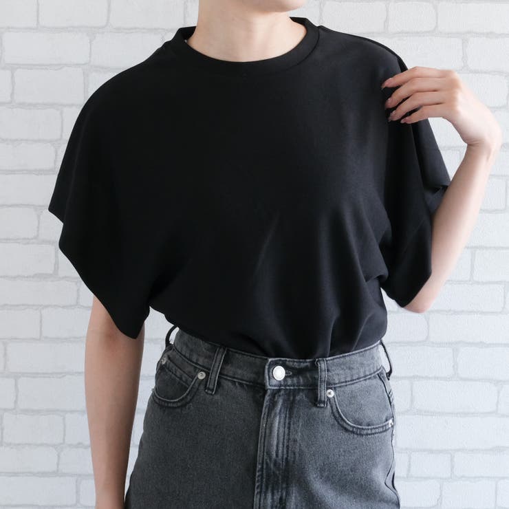 ブラック | 柔らかく肌触りの良いワイドスリーブTシャツ | aquagarage