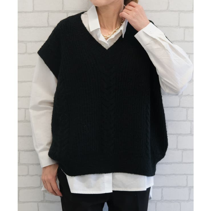 立体感のあるケーブル編みが大人可愛いニットベスト | aquagarage | 詳細画像14 