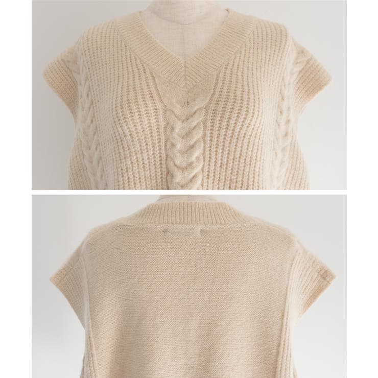 立体感のあるケーブル編みが大人可愛いニットベスト | aquagarage | 詳細画像6 