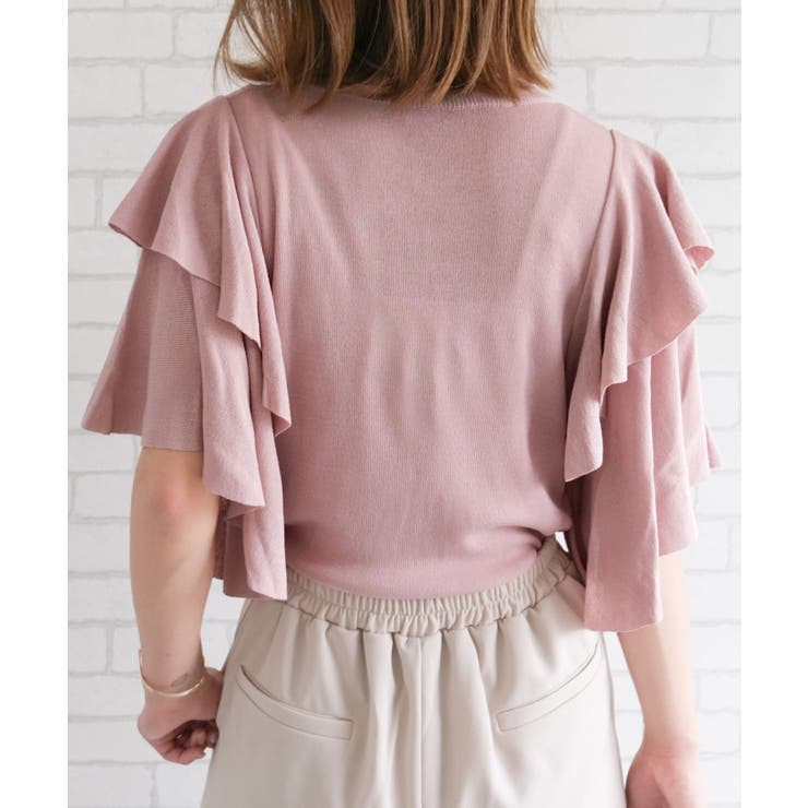 主役級の華やかさ！二の腕もカバーしてくれるダブルフリルスリーブニット | aquagarage | 詳細画像10 