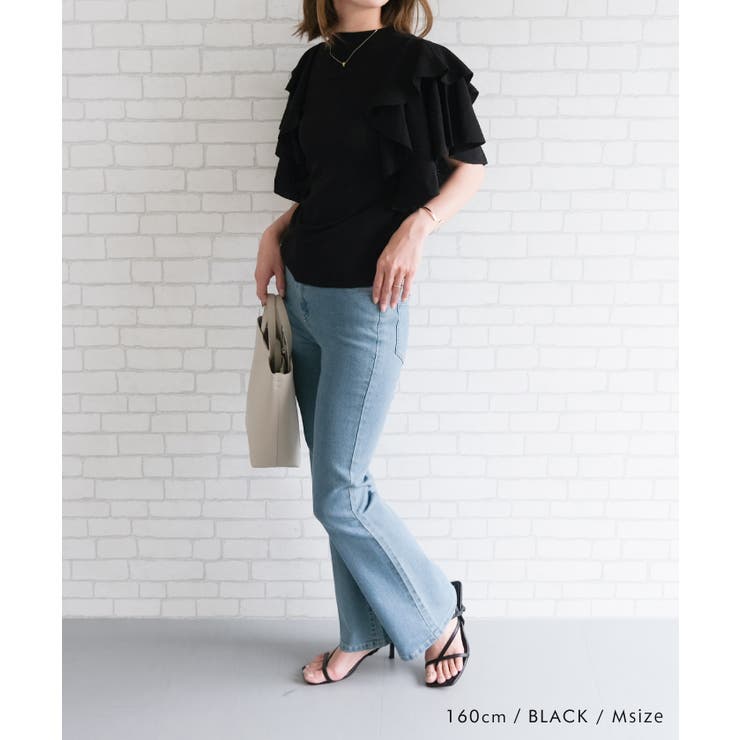 主役級の華やかさ！二の腕もカバーしてくれるダブルフリルスリーブニット | aquagarage | 詳細画像6 