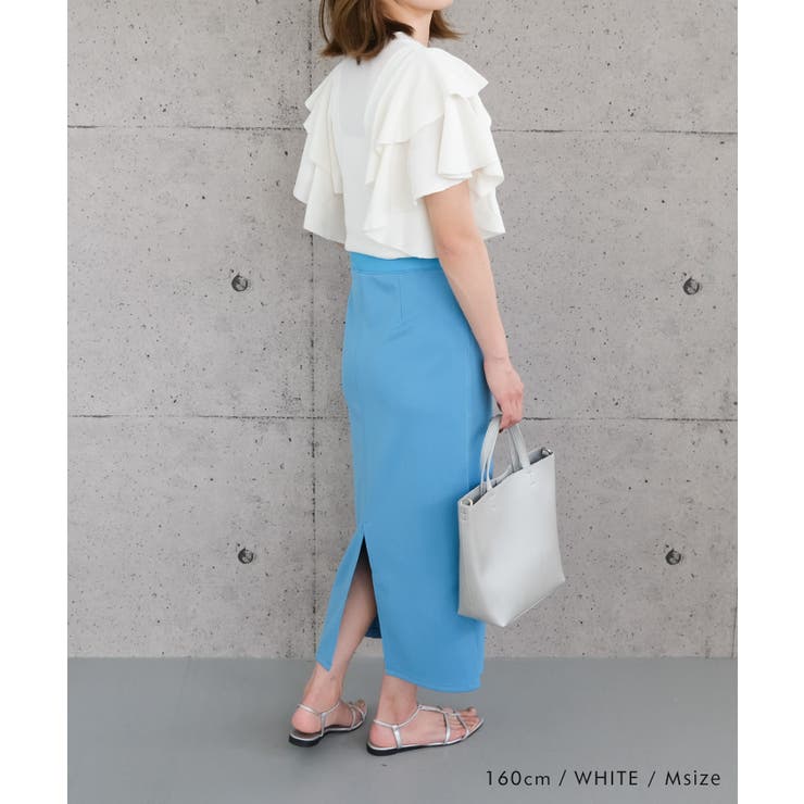 主役級の華やかさ！二の腕もカバーしてくれるダブルフリルスリーブニット | aquagarage | 詳細画像8 