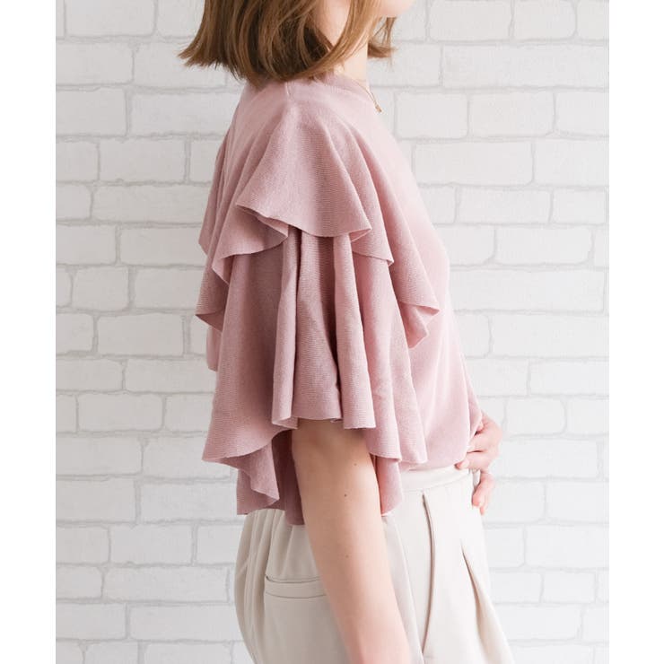 主役級の華やかさ！二の腕もカバーしてくれるダブルフリルスリーブニット | aquagarage | 詳細画像9 