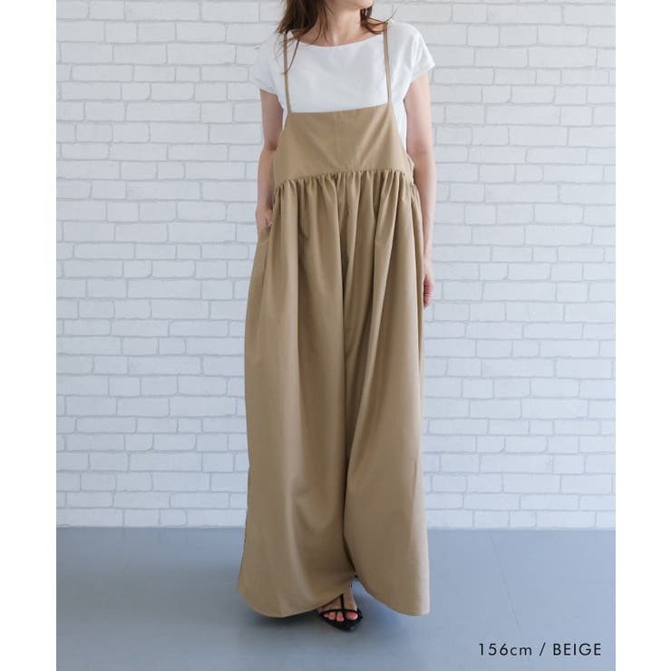 ゆったりとしたシルエットで体型カバーができるロングサロペット | aquagarage | 詳細画像14 