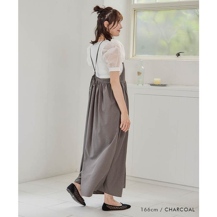 ゆったりとしたシルエットで体型カバーができるロングサロペット | aquagarage | 詳細画像5 