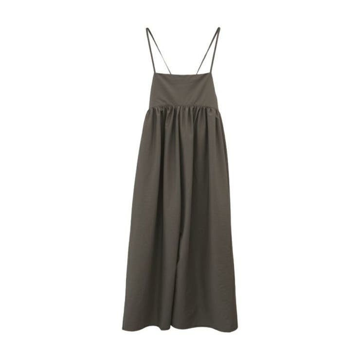 チャコール | ゆったりとしたシルエットで体型カバーができるロングサロペット | aquagarage