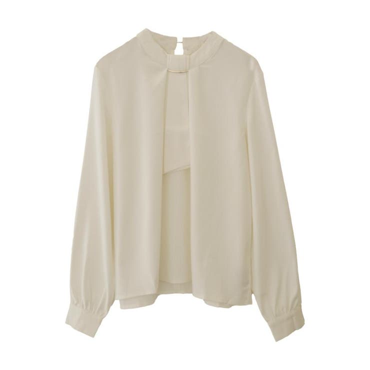 グレージュ | 上品な印象のチャーム付きボウタイブラウス | aquagarage