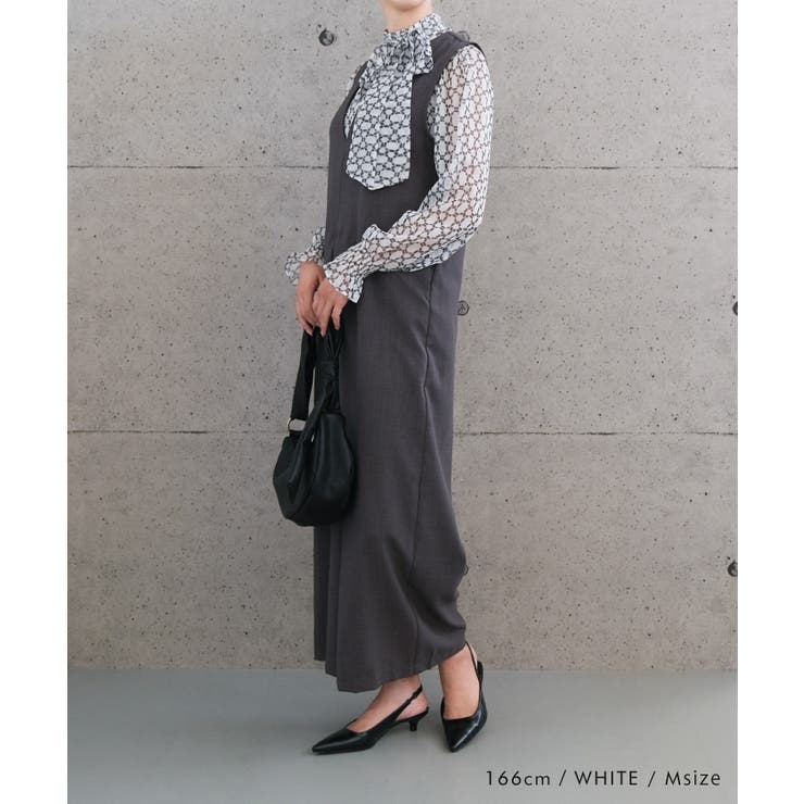 高級感ある総柄長袖ボウタイブラウス | aquagarage | 詳細画像13 