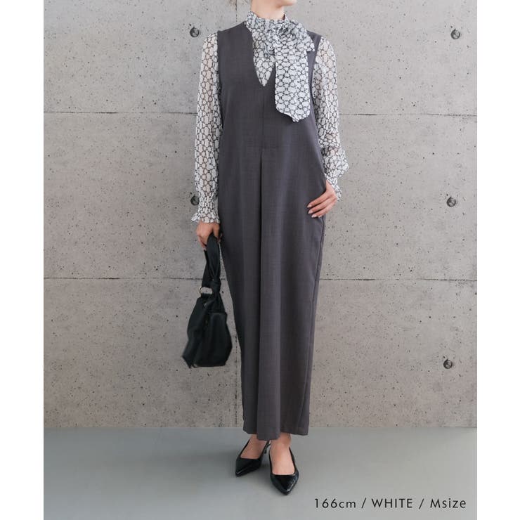 高級感ある総柄長袖ボウタイブラウス | aquagarage | 詳細画像14 