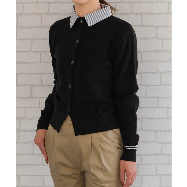 切替フェイクレイヤードカーディガン 襟付きカーディガン | aquagarage | 詳細画像4 