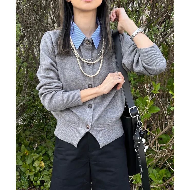 切替フェイクレイヤードカーディガン 襟付きカーディガン | aquagarage | 詳細画像5 