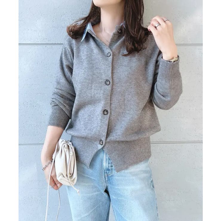 切替フェイクレイヤードカーディガン 襟付きカーディガン | aquagarage | 詳細画像6 