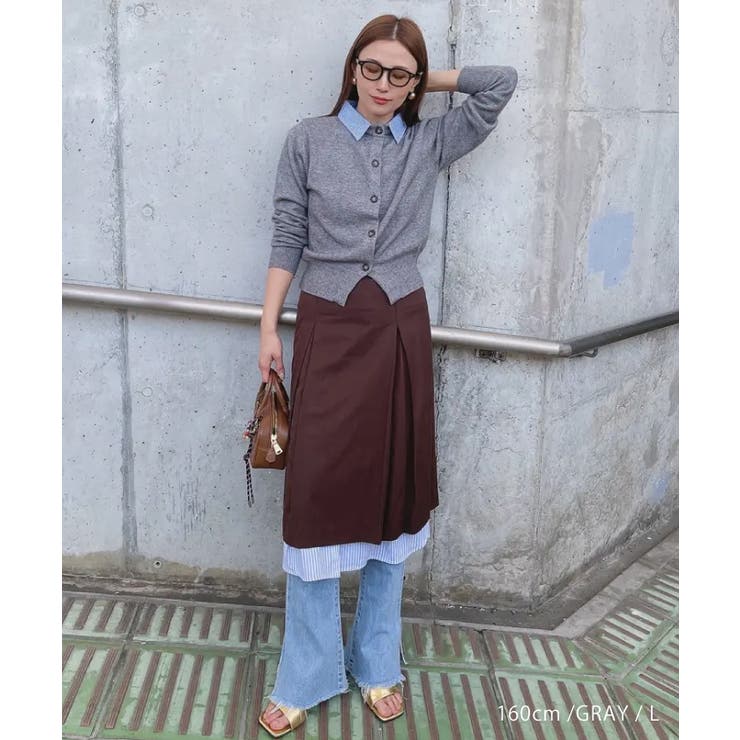 切替フェイクレイヤードカーディガン 襟付きカーディガン | aquagarage | 詳細画像8 