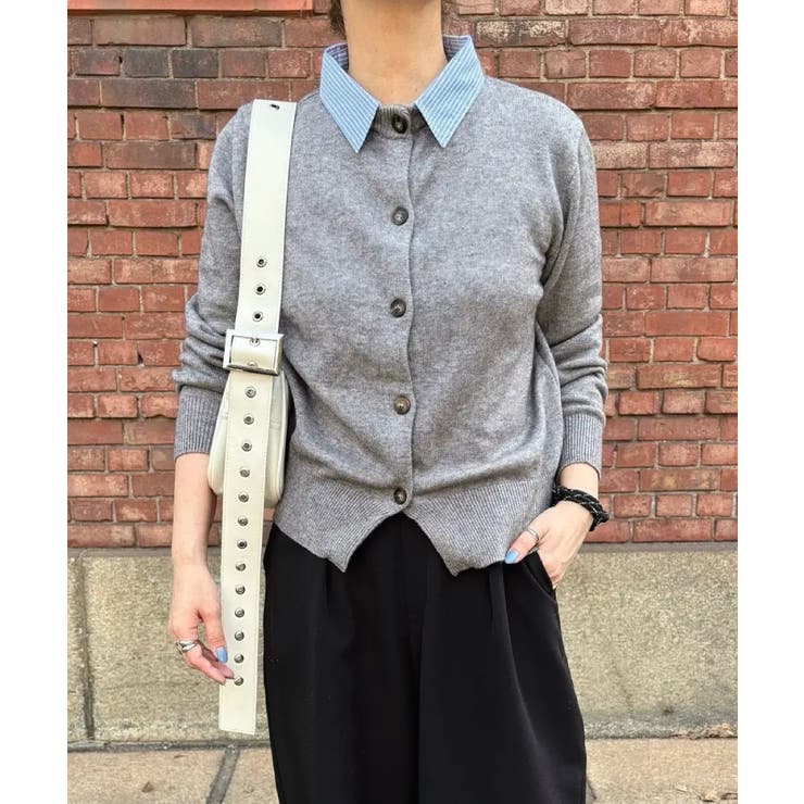 切替フェイクレイヤードカーディガン 襟付きカーディガン | aquagarage | 詳細画像9 