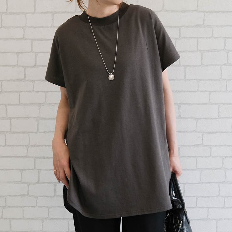 チャコール | ロング丈ラウンドヘムカットソー 春 夏 秋 | aquagarage