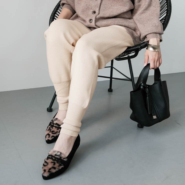 アイボリー | ニットジョガーパンツ レディース 秋 冬 M L | aquagarage