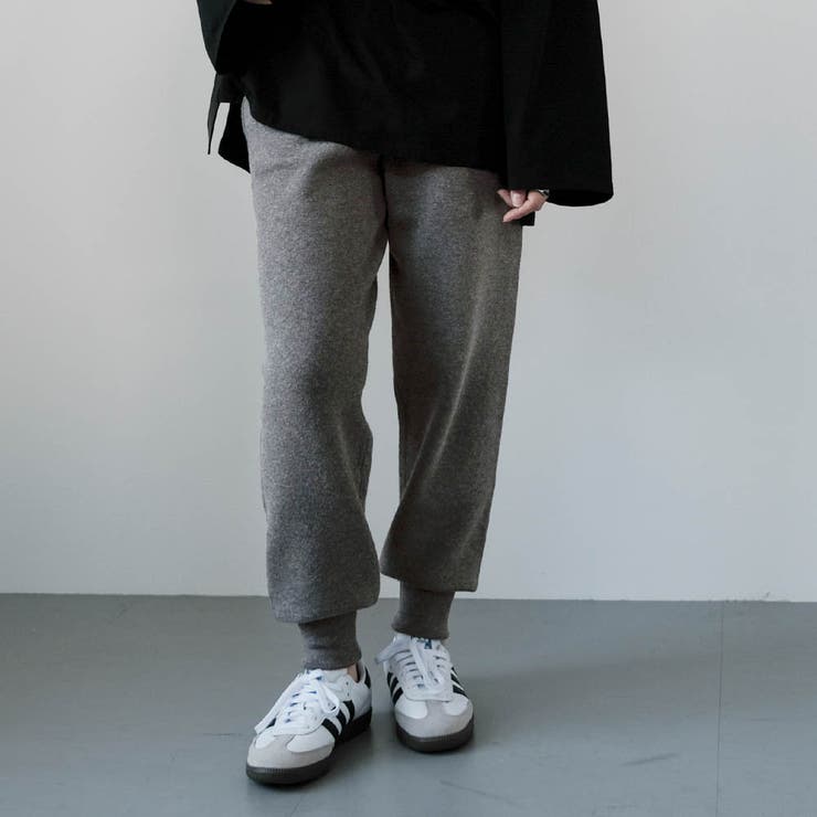 チャコール | ニットジョガーパンツ レディース 秋 冬 M L | aquagarage