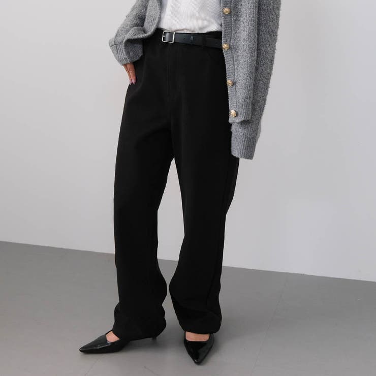 ブラック | 裏フリースストレートパンツ  レディース 春 秋 冬 M L | aquagarage