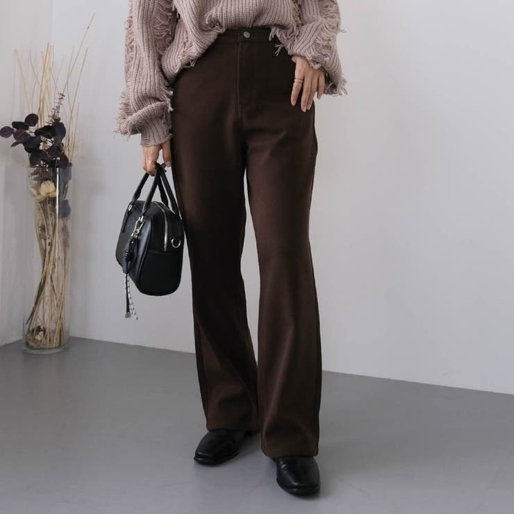 ブラウン | 裏フリースストレートパンツ  レディース 春 秋 冬 M L | aquagarage