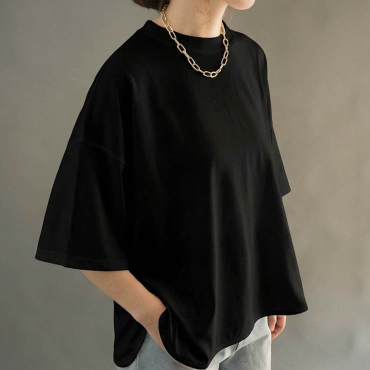 ブラック | 5分袖オーバーサイズTシャツ トップス春 夏 | aquagarage