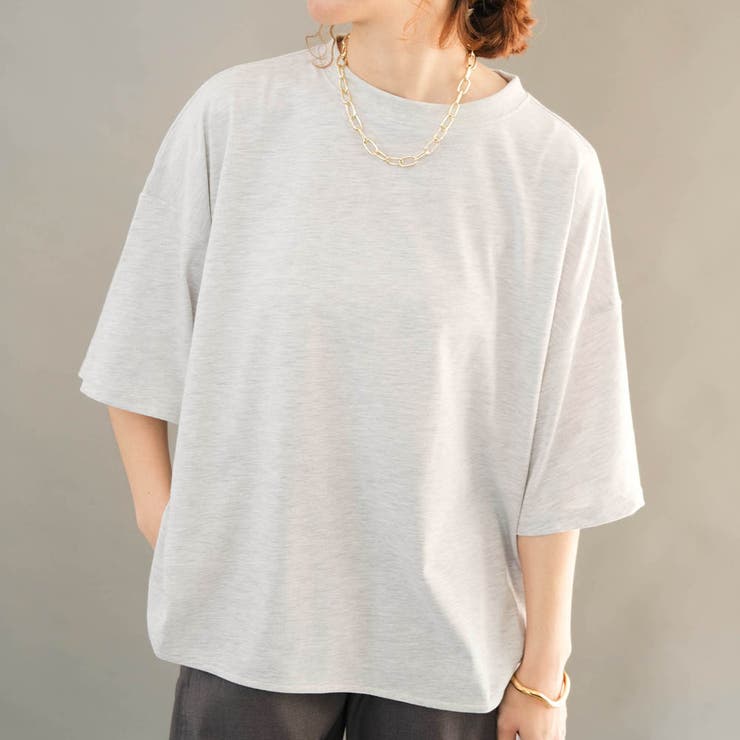 杢グレー | 5分袖オーバーサイズTシャツ トップス春 夏 | aquagarage