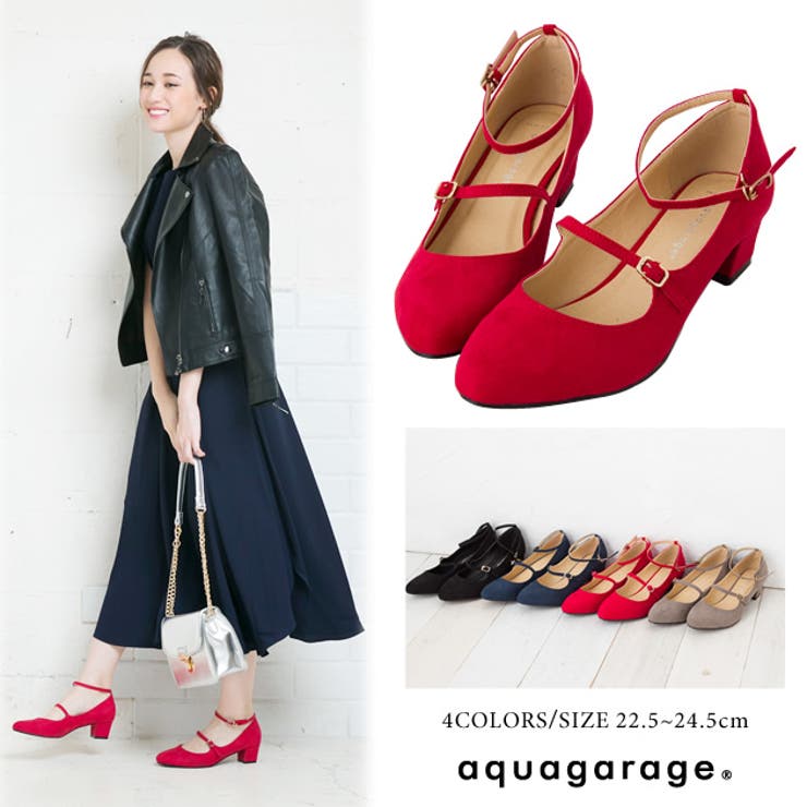 ダブルストラップパンプス 太ヒール 通勤通学 品番 Qu Aquagarage アクアガレージ のレディースファッション通販 Shoplist ショップリスト