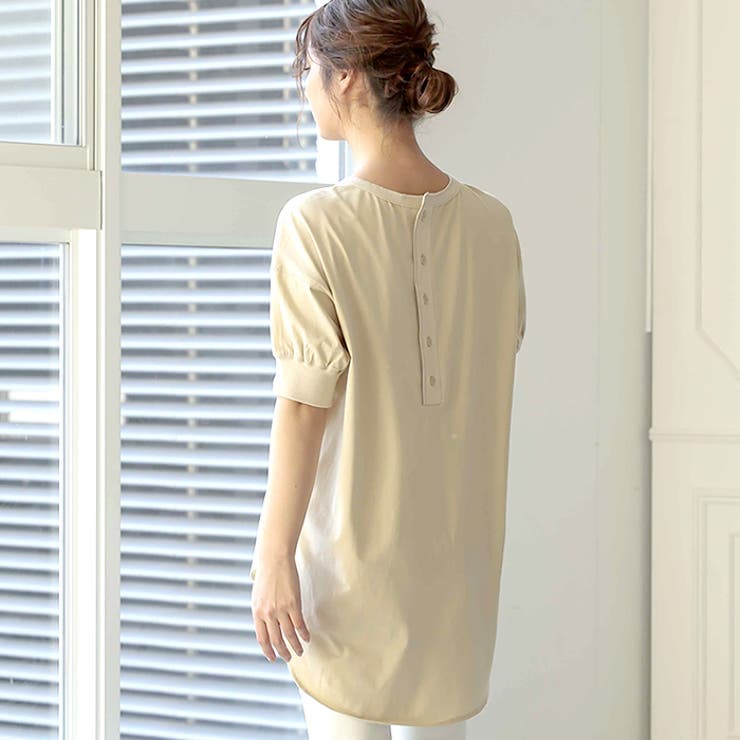 ベージュ | トップス ヘンリーネック Tシャツ | aquagarage