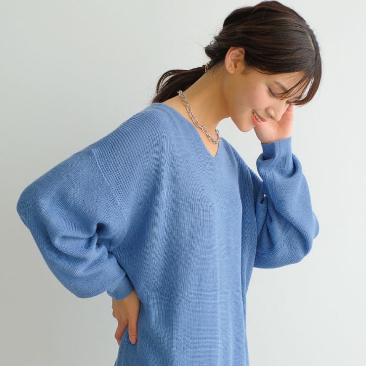 すっきりVネックでデコルテ美人に！あぜ編みオーバーサイズニット | aquagarage | 詳細画像11 
