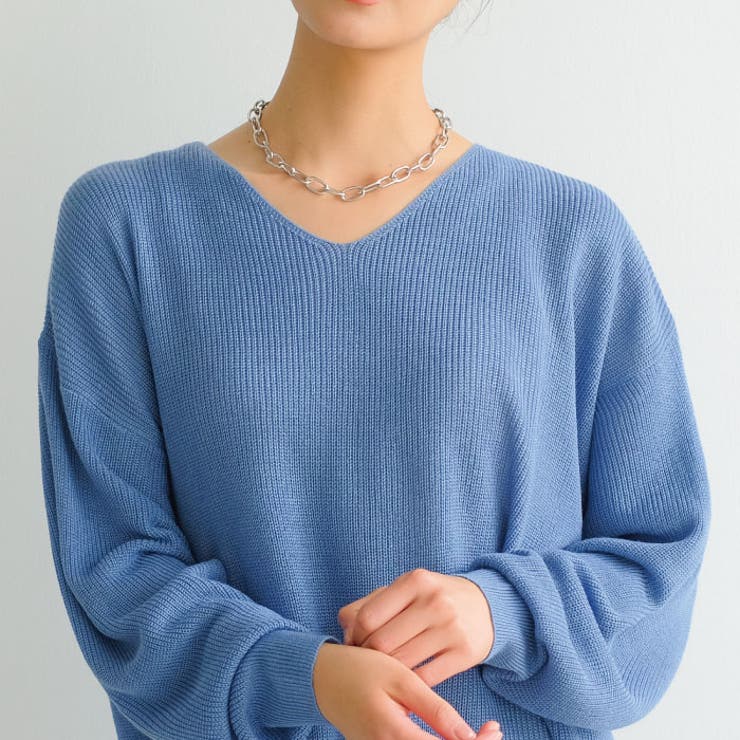 すっきりVネックでデコルテ美人に！あぜ編みオーバーサイズニット | aquagarage | 詳細画像12 