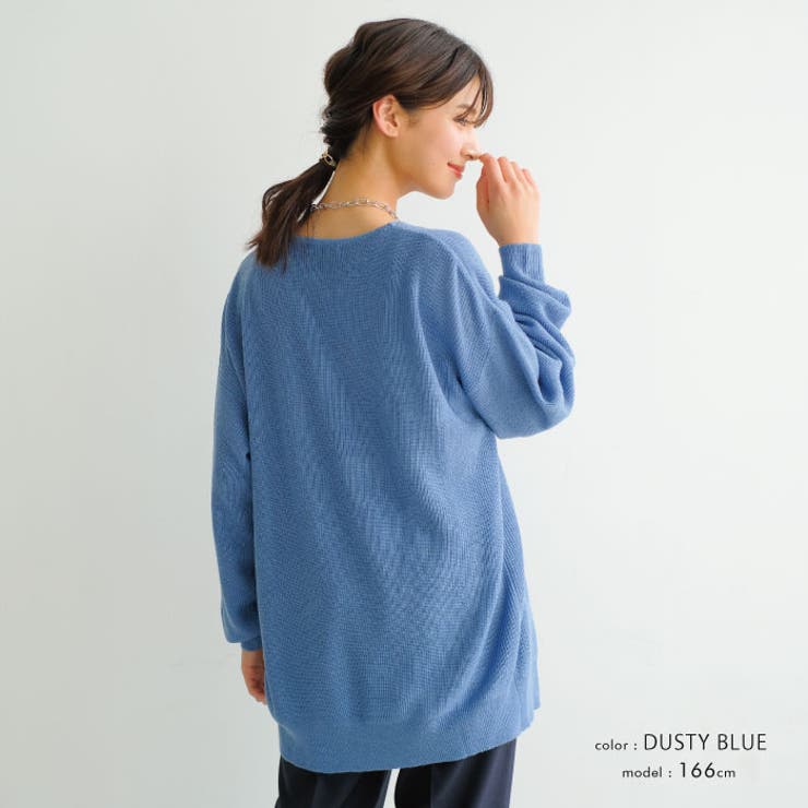 すっきりVネックでデコルテ美人に！あぜ編みオーバーサイズニット | aquagarage | 詳細画像14 