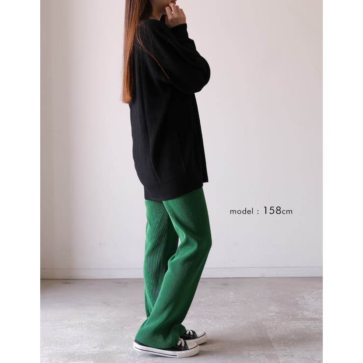 すっきりVネックでデコルテ美人に！あぜ編みオーバーサイズニット | aquagarage | 詳細画像18 