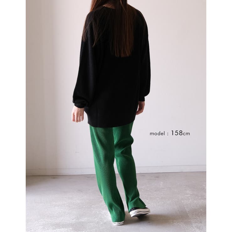 すっきりVネックでデコルテ美人に！あぜ編みオーバーサイズニット | aquagarage | 詳細画像19 