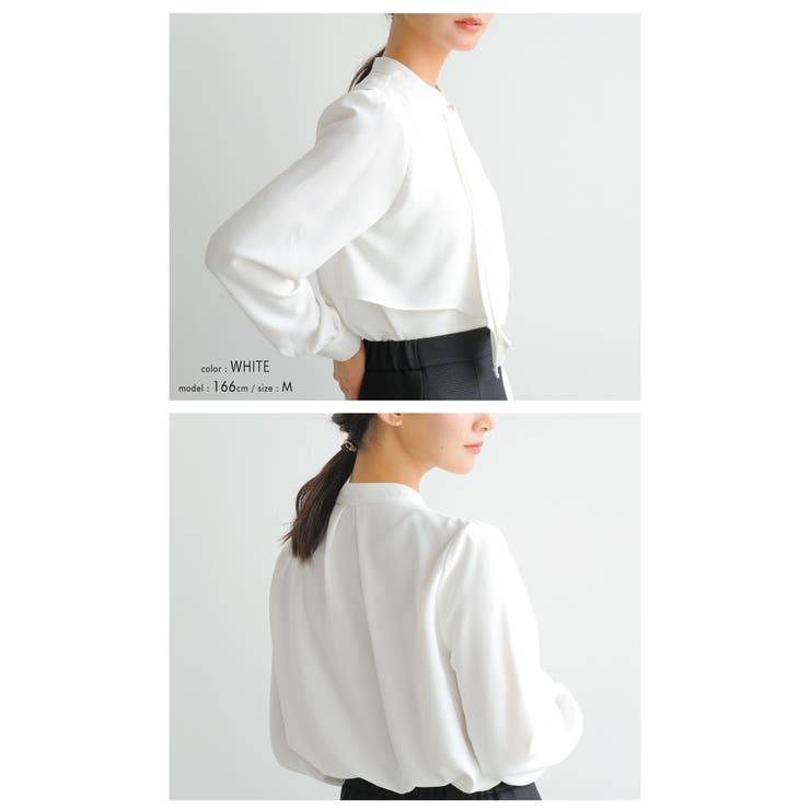 凛とした印象と甘さのバランスが絶妙なスカーフタイブラウス オフィスカジュアル | aquagarage | 詳細画像16 