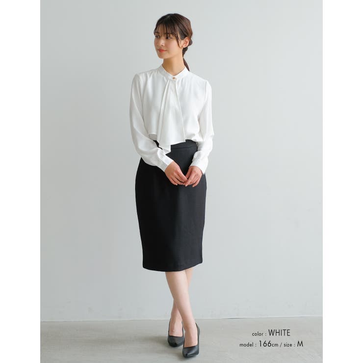 凛とした印象と甘さのバランスが絶妙なスカーフタイブラウス オフィスカジュアル | aquagarage | 詳細画像18 