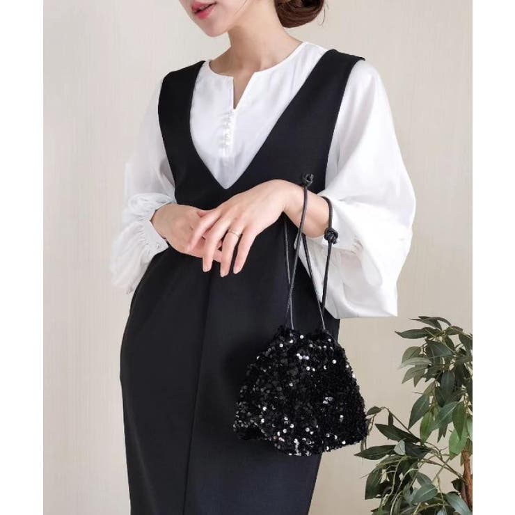 ネックレスいらずの華やかなデザイン♪キーネックパールボタンブラウス | aquagarage | 詳細画像19 