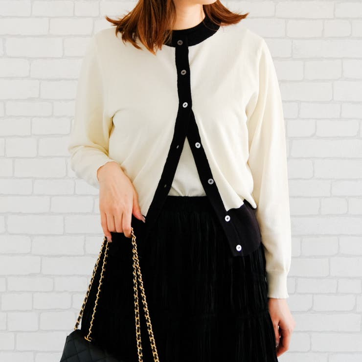 アイボリー×ブラック | セットでも単品でも使える♪ニットアンサンブル | aquagarage