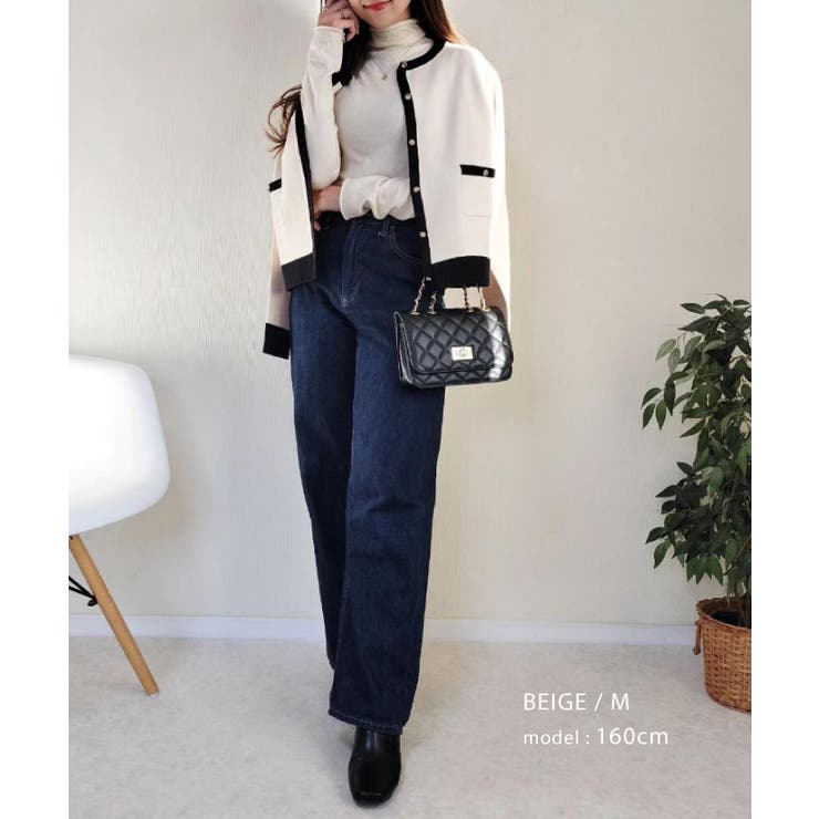 上品な配色デザインと艶のあるゴールドボタンが大人可愛いバイカラーカーディガン | aquagarage | 詳細画像11 