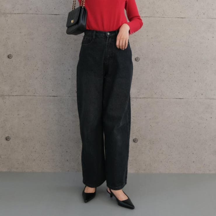 ブラック | トレンドを着こなせるデニムワイドパンツ | aquagarage