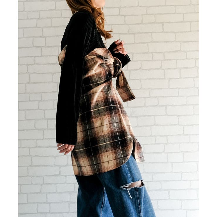 チェックロングシャツ 秋 冬 レディース チェック ロング シャツメール | aquagarage | 詳細画像21 
