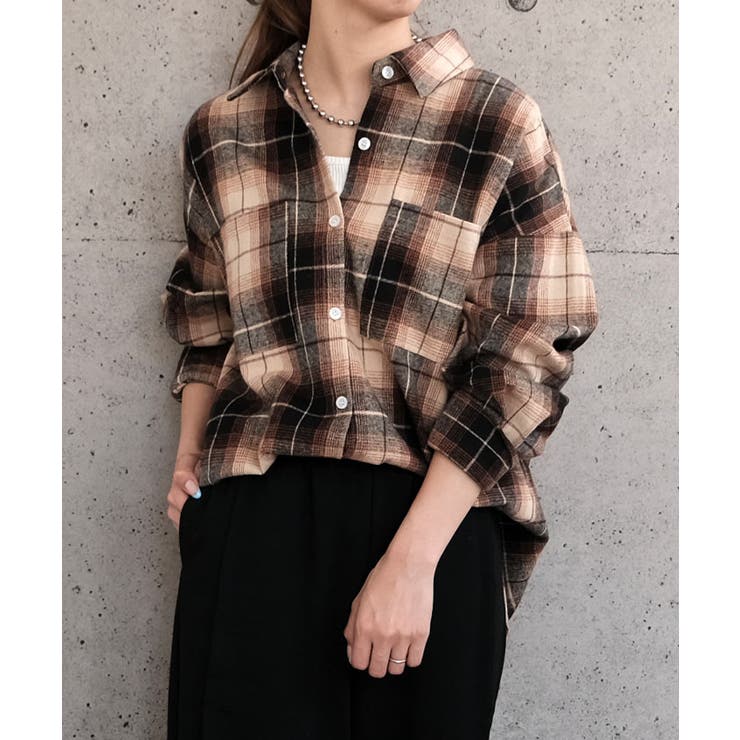 チェックロングシャツ 秋 冬 レディース チェック ロング シャツメール | aquagarage | 詳細画像23 