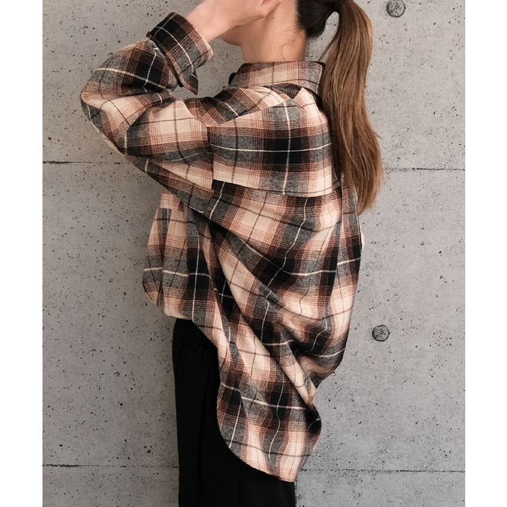 チェックロングシャツ 秋 冬 レディース チェック ロング シャツメール | aquagarage | 詳細画像25 