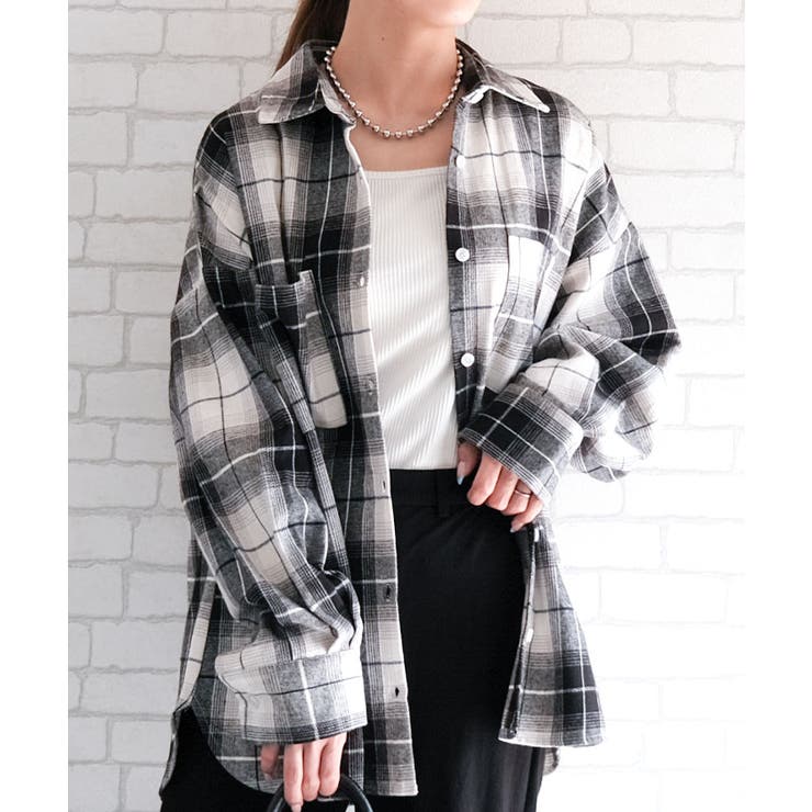 チェックロングシャツ 秋 冬 レディース チェック ロング シャツメール | aquagarage | 詳細画像27 